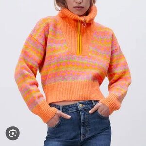 Zara half zip fair isle sweater
